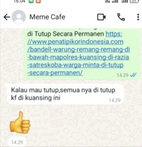 Di razia, Memey pemilik warung remang-remang tantang APH tutup semua cafe di Kuansing