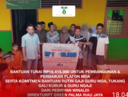 PT Green Palma Riau Jaya Salurkan Bantuan Rp15,4 Juta untuk Pembangunan MDA dan Gaji Guru Ngaji di Kampar