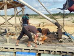 Hutan Ulayat Kenegerian Terusik oleh PETI, Polsek Kuanta Hilir Langsung ‘Cek and Ricek’ Lokasi , Tiga Unit Rakit PETI Dihancurkan!