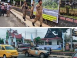 Satpol PP Dairi Gulung Spanduk Penolakan Tambang; Kasat PP: Gunakan Hak Berpendapat Secara Sah, Jangan Pakai Trotoar Tanpa Izin