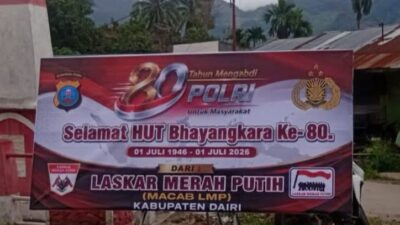 80 Tahun Mengabdi untuk Masyarakat — Laskar Merah Putih Dairi Ucapkan Selamat Hari Bhayangkara kepada Polres Dairi